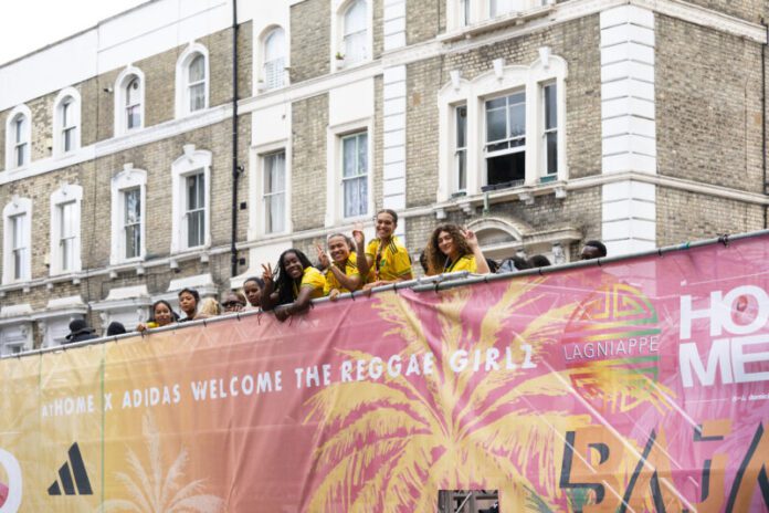 Reggae Girlz on their parade during the Notting Hill Carnival.