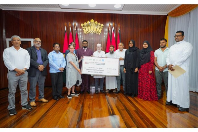 Central Islamic Organization of Guyana (CIOG) hands over funds raised for humanitarian relief for the people of Palestine.