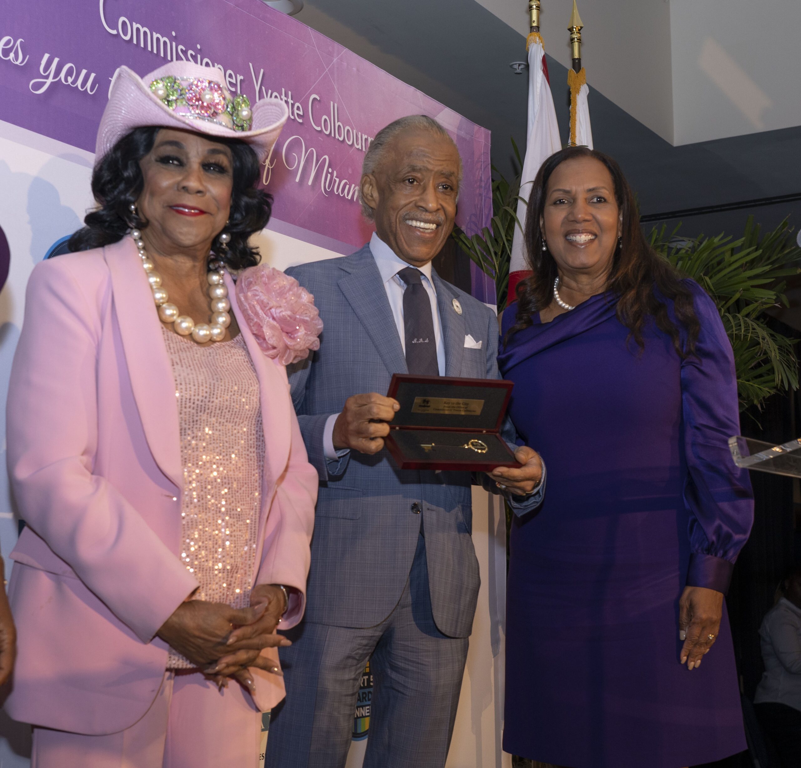 Congresswoman Frederica Wilson poses with Rev Al Sharpton as Comm ...