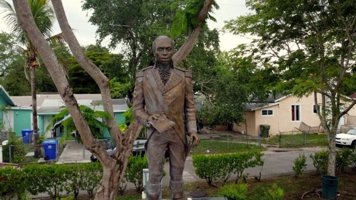 Toussaint Louverture Memorial Statue in Little Haiti, South Florida.